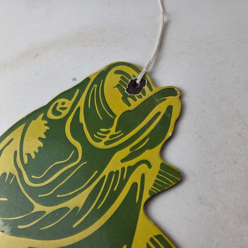 Vintage Fishing Bass Sign - Fish Wildlife Signage Paw Paw Porcelain Gas Sign - Image 12