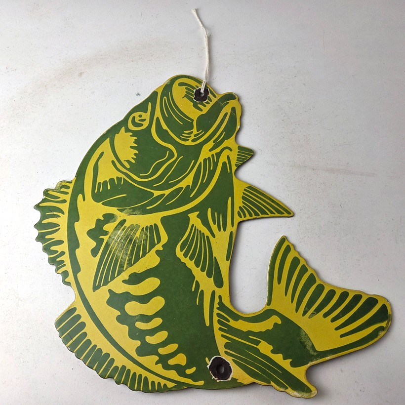 Vintage Fishing Bass Sign - Fish Wildlife Signage Paw Paw Porcelain Gas Sign - Image 15