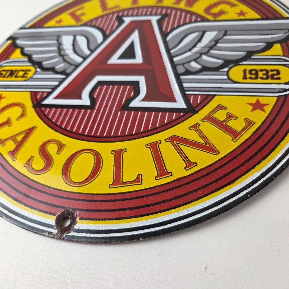 Vintage Flying A Gasoline Sign - Gas Oil Service Station Pump Advertising Sign - Image 15