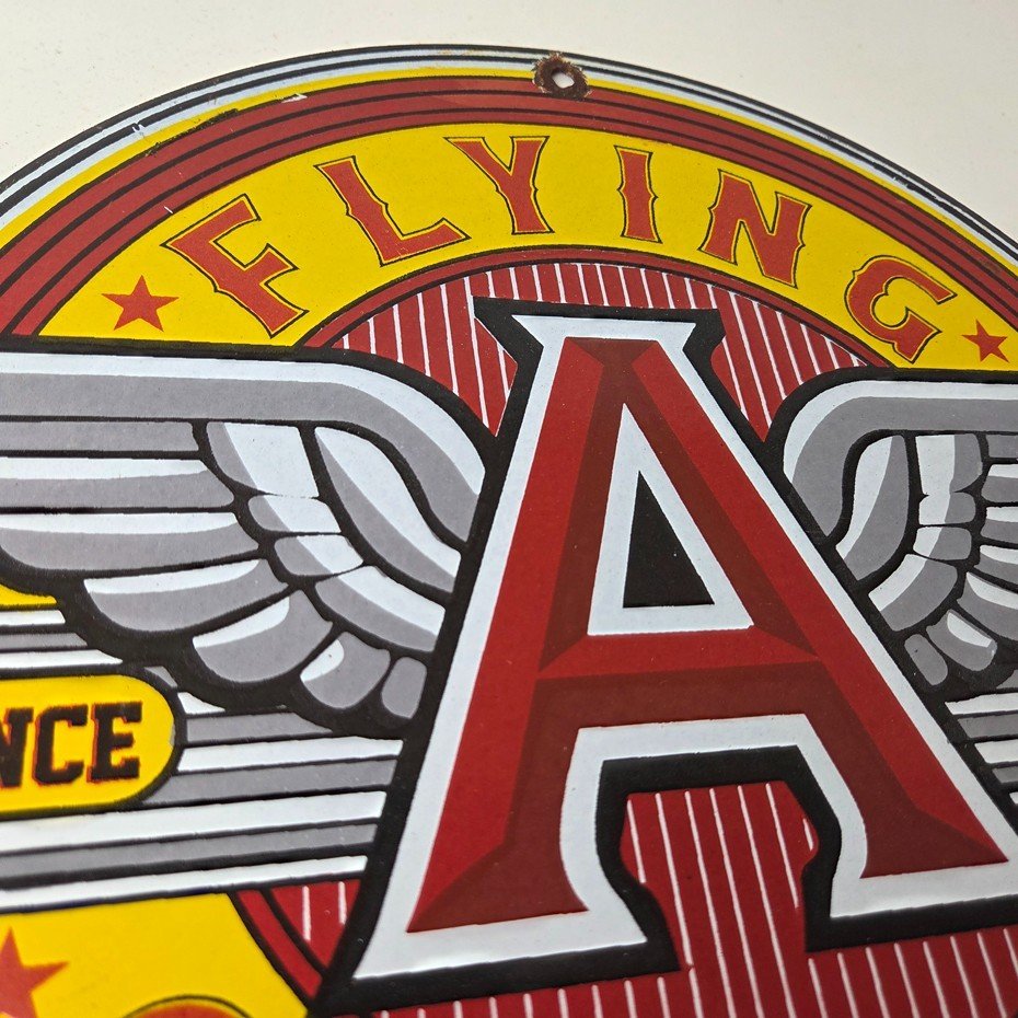 Vintage Flying A Gasoline Sign - Gas Oil Service Station Pump Advertising Sign - Image 5