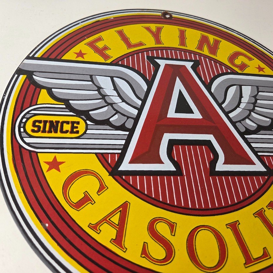 Vintage Flying A Gasoline Sign - Gas Oil Service Station Pump Advertising Sign - Image 6