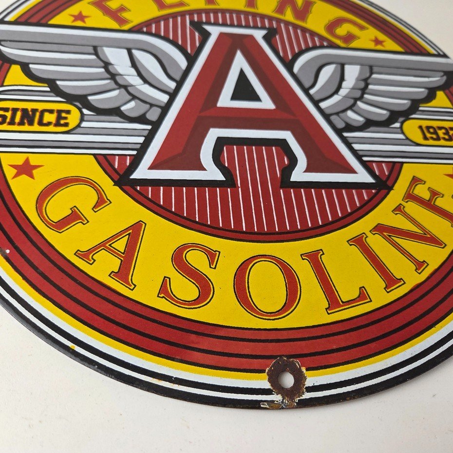 Vintage Flying A Gasoline Sign - Gas Oil Service Station Pump Advertising Sign - Image 7
