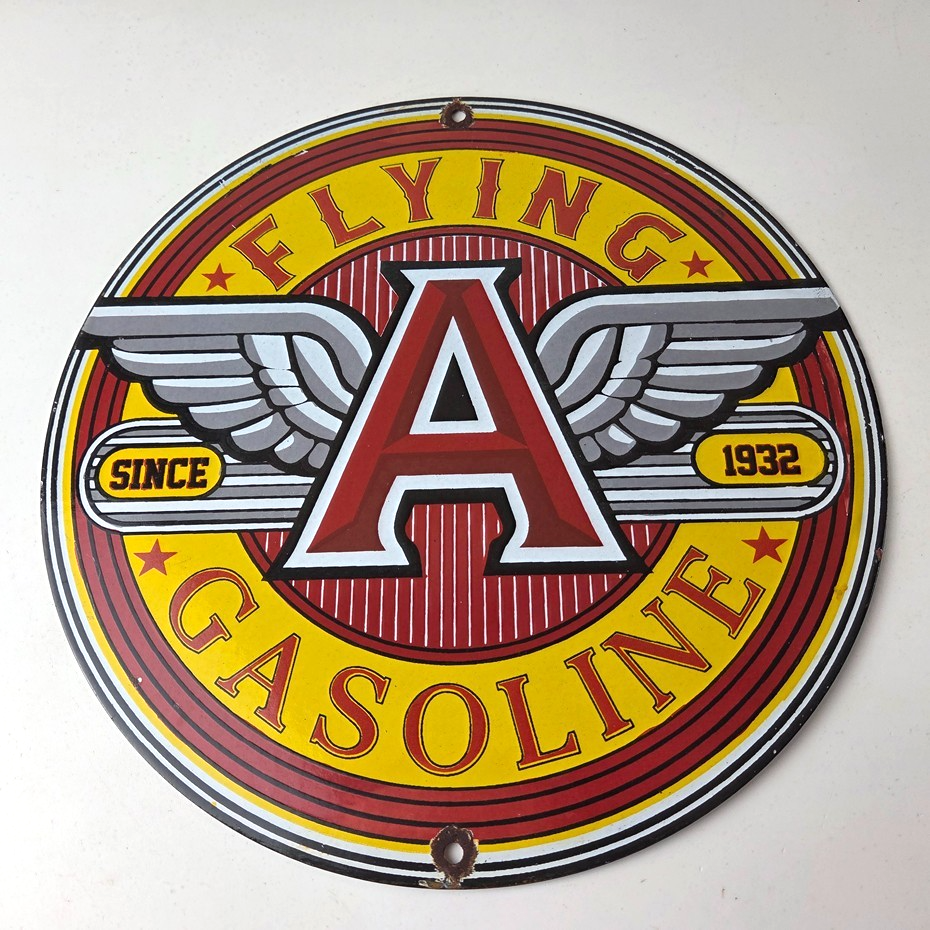Vintage Flying A Gasoline Sign - Gas Oil Service Station Pump Advertising Sign - Image 8