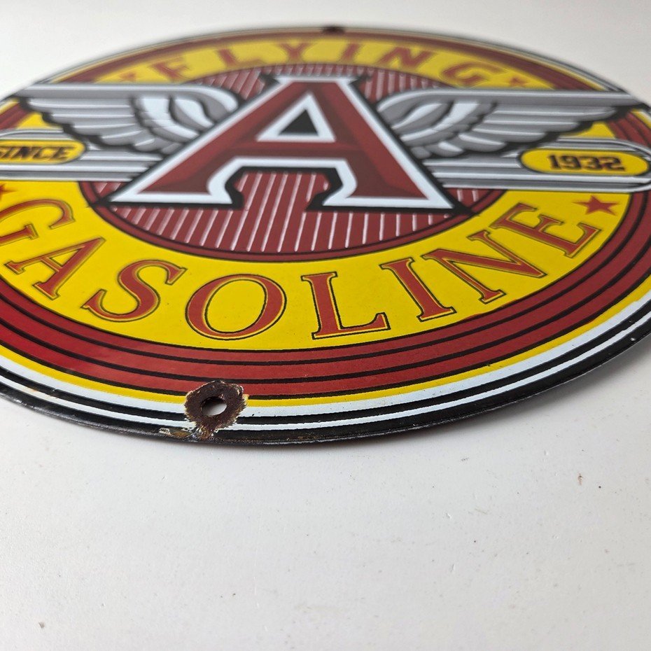 Vintage Flying A Gasoline Sign - Gas Oil Service Station Pump Advertising Sign - Image 9