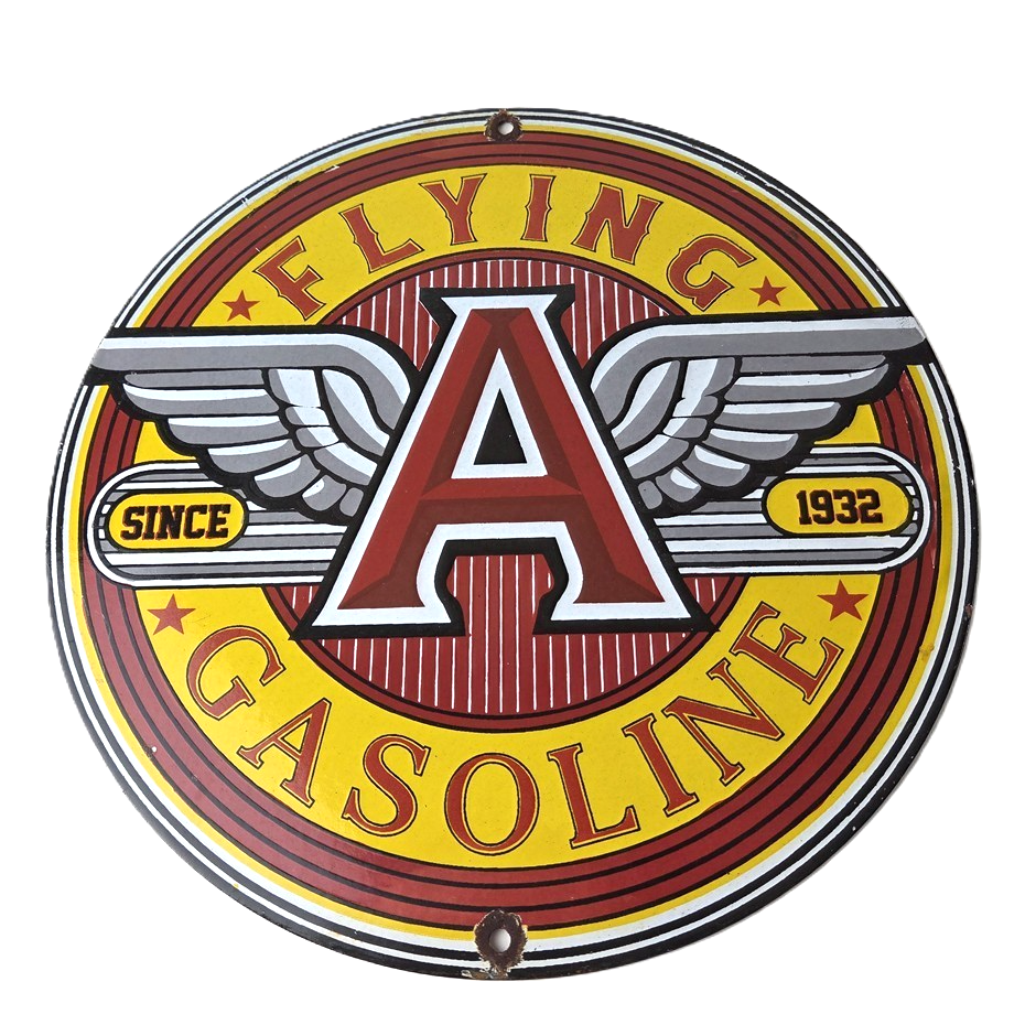 Vintage Flying A Gasoline Sign - Gas Oil Service Station Pump Advertising Sign