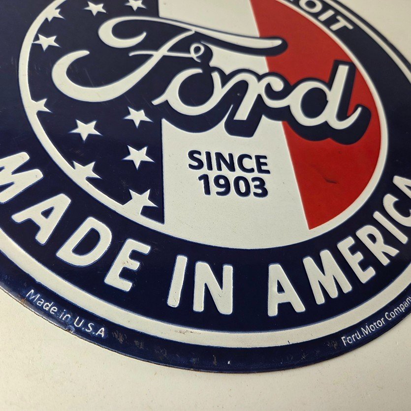 Vintage Ford Motors Sign - Detroit Gas Pump American Automotive Porcelain Sign - Image 11