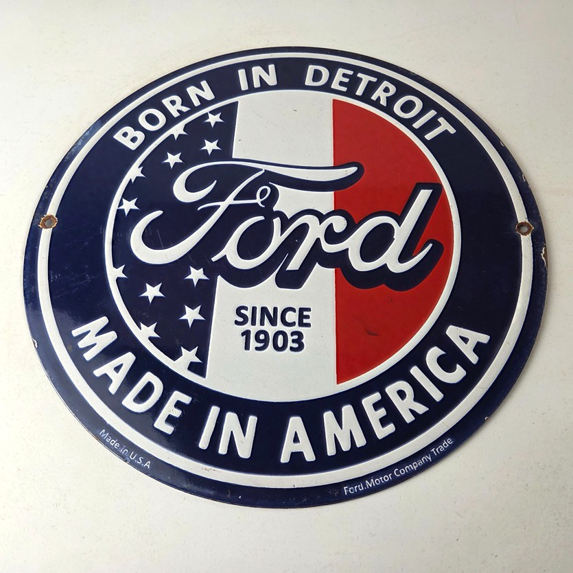 Vintage Ford Motors Sign - Detroit Gas Pump American Automotive Porcelain Sign - Image 15