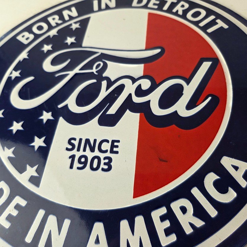 Vintage Ford Motors Sign - Detroit Gas Pump American Automotive Porcelain Sign - Image 4
