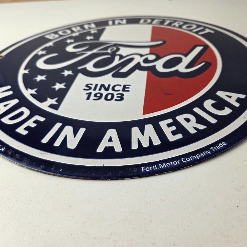 Vintage Ford Motors Sign - Detroit Gas Pump American Automotive Porcelain Sign - Image 10