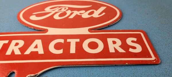 Vintage Ford Sign Topper Gas Tractor Auto Car Porcelain License Plate Topper