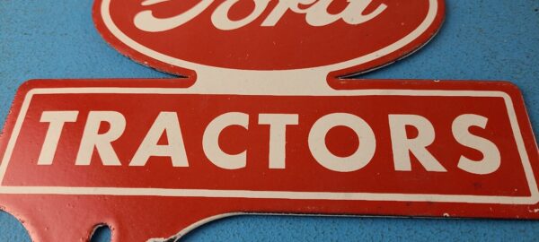 Vintage Ford Sign Topper Gas Tractor Auto Car Porcelain License Plate Topper