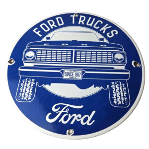 Vintage Ford Trucks Service Porcelain Sign - Gas Pump Porcelain Auto Sign