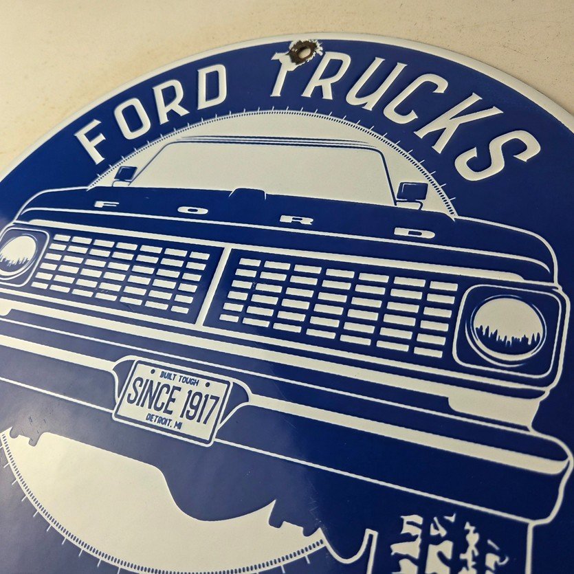 Vintage Ford Trucks Service Porcelain Sign - Gas Pump Porcelain Auto Sign - Image 12