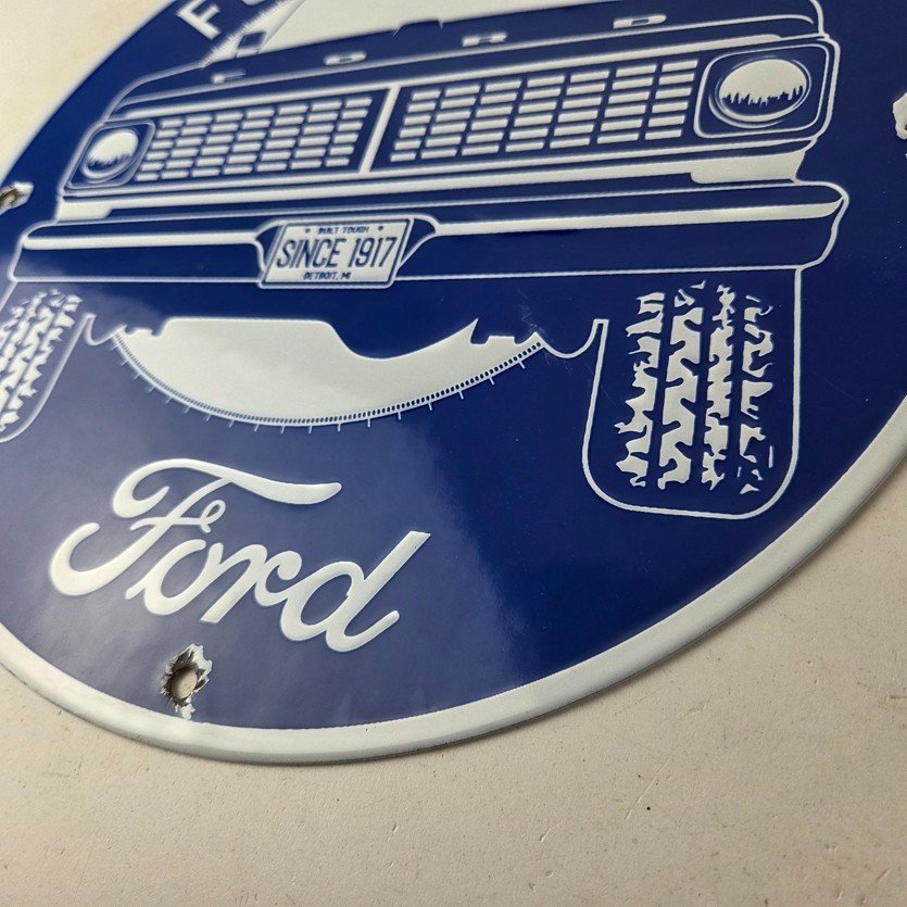 Vintage Ford Trucks Service Porcelain Sign - Gas Pump Porcelain Auto Sign - Image 14
