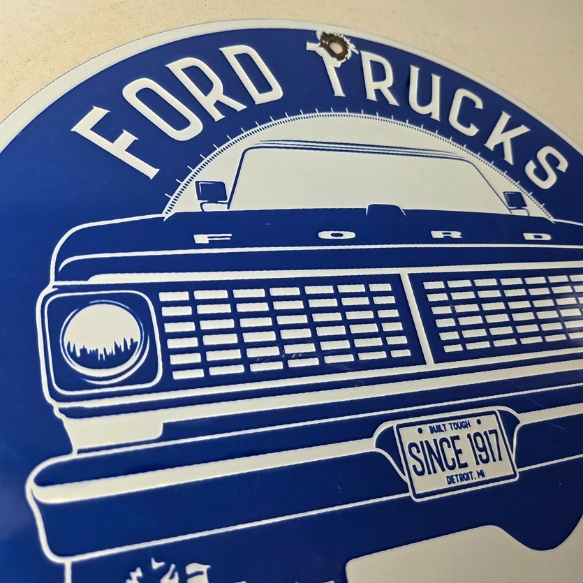 Vintage Ford Trucks Service Porcelain Sign - Gas Pump Porcelain Auto Sign - Image 5