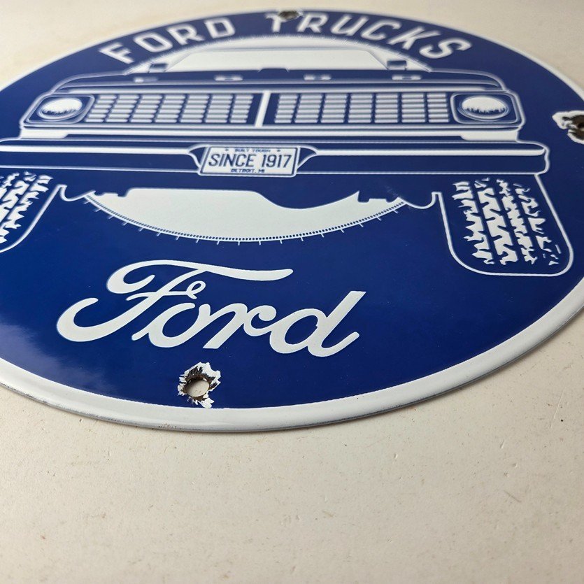 Vintage Ford Trucks Service Porcelain Sign - Gas Pump Porcelain Auto Sign - Image 10