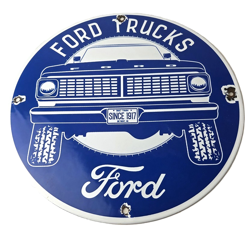 Vintage Ford Trucks Service Porcelain Sign - Gas Pump Porcelain Auto Sign