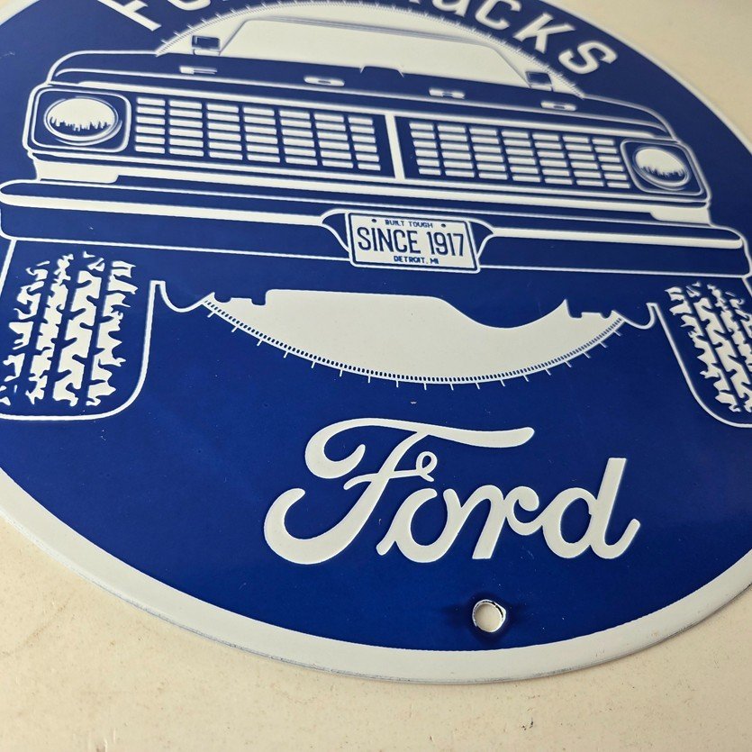 Vintage Ford Trucks Service Porcelain Sign - Gas Pump Porcelain Auto Sign - Image 11