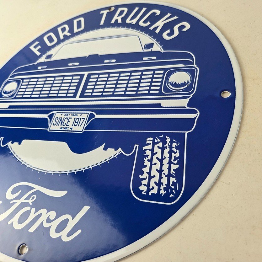 Vintage Ford Trucks Service Porcelain Sign - Gas Pump Porcelain Auto Sign - Image 13