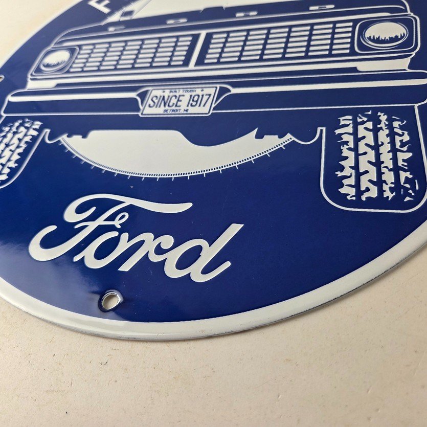 Vintage Ford Trucks Service Porcelain Sign - Gas Pump Porcelain Auto Sign - Image 14