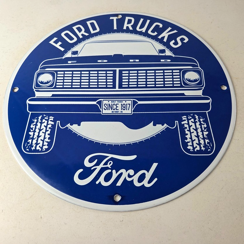 Vintage Ford Trucks Service Porcelain Sign - Gas Pump Porcelain Auto Sign - Image 15
