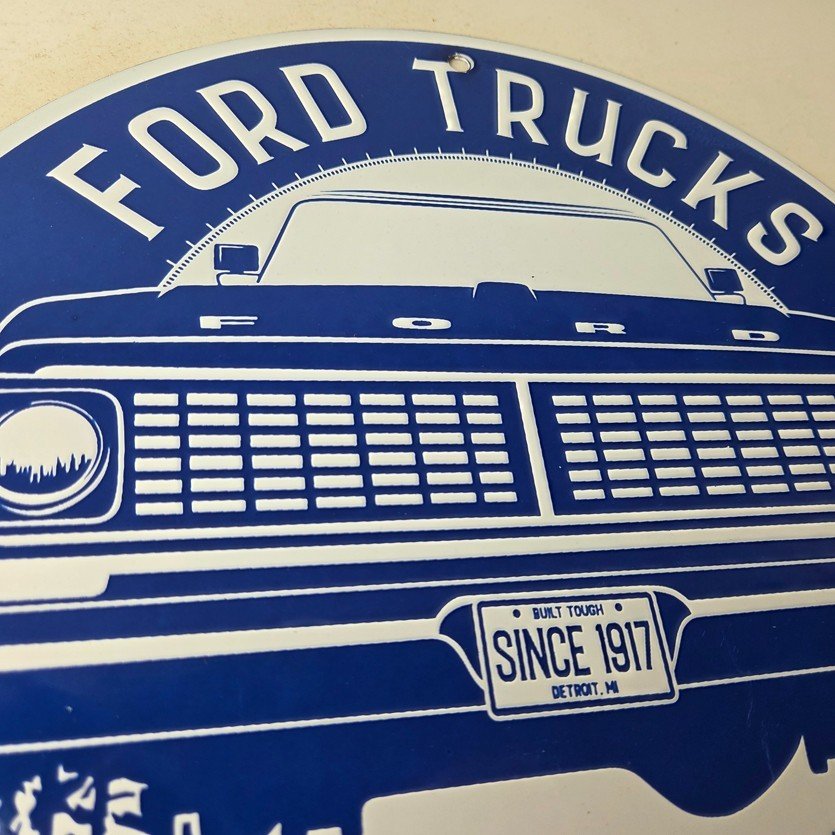 Vintage Ford Trucks Service Porcelain Sign - Gas Pump Porcelain Auto Sign - Image 5