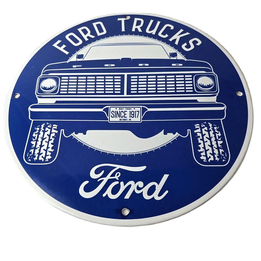 Vintage Ford Trucks Service Porcelain Sign - Gas Pump Porcelain Auto Sign