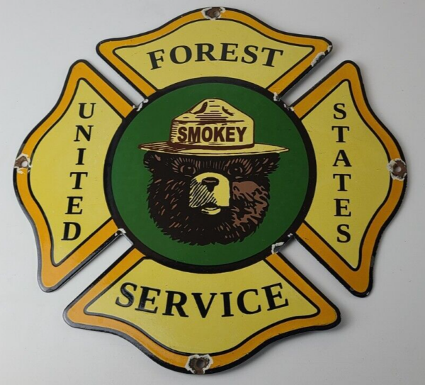 Vintage Forest Service Sign - Smokey the Bear Porcelain Gas Station Pump Sign - Image 12