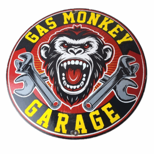 Vintage Gas Monkey Garage Porcelain Sign - Service Gas Pump Shop Engine Sign