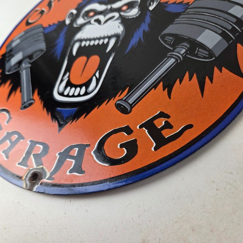 Vintage Gas Monkey Garage Porcelain Sign - Shop Engine Service Gas Pump Sign - Image 14