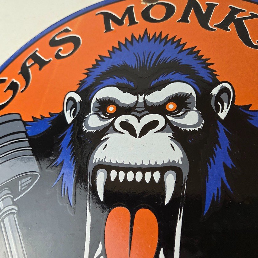 Vintage Gas Monkey Garage Porcelain Sign - Shop Engine Service Gas Pump Sign - Image 3