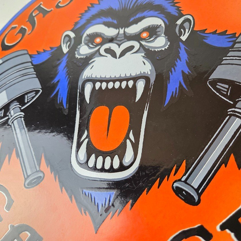Vintage Gas Monkey Garage Porcelain Sign - Shop Engine Service Gas Pump Sign - Image 4