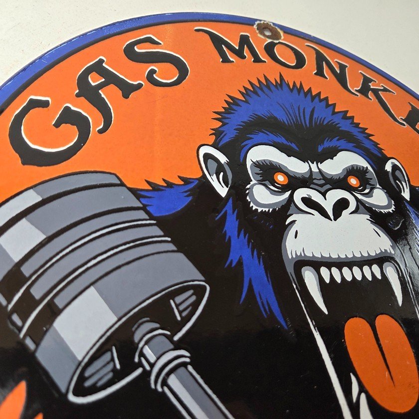 Vintage Gas Monkey Garage Porcelain Sign - Shop Engine Service Gas Pump Sign - Image 5