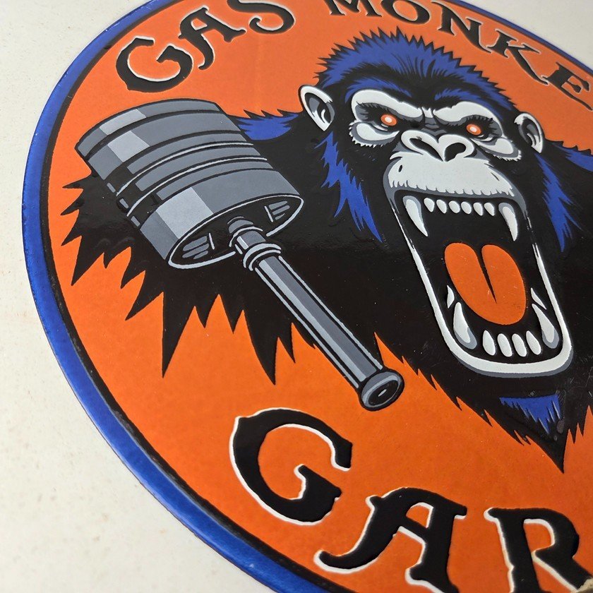 Vintage Gas Monkey Garage Porcelain Sign - Shop Engine Service Gas Pump Sign - Image 6