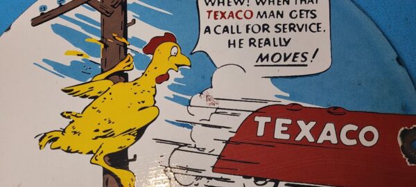 Vintage Gasoline Porcelain Sign Texaco Gas Chicken Ad Filling Station Oil Sign 305109099070 2