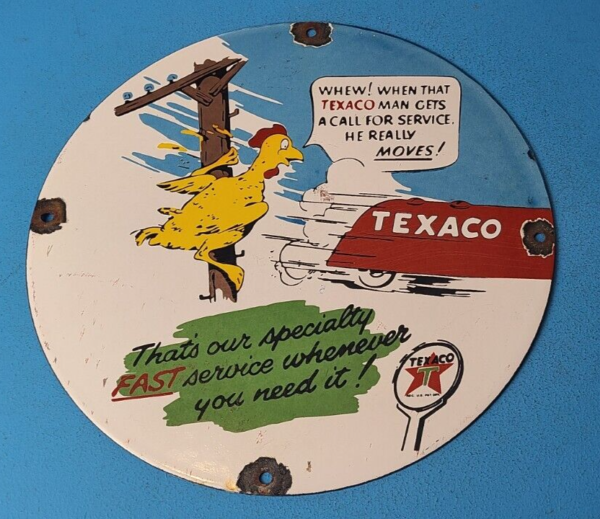 Vintage Gasoline Porcelain Sign Texaco Gas Chicken Ad Filling Station Oil Sign 305109099070