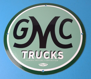 Vintage General Motors Sign GMC Automobiles Trucks Gas Oil Pump Porcelain Sign 305902996460