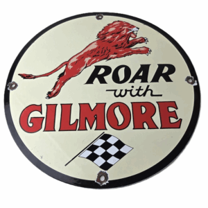 Vintage Gilmore Gasoline Sign - Service Station Porcelain Gas Pump Ad Sign