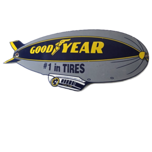 Vintage Goodyear Blimp Sign - Porcelain Gas Service Tires Advertising Sign