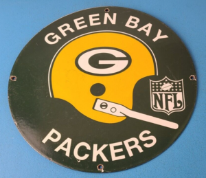 Vintage Green Bay Packers Sign NFL Football Stadium Porcelain Gas Pump Sign 305905704560