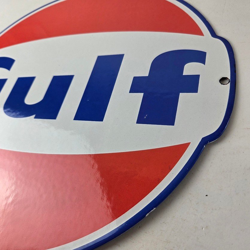 Vintage Gulf Gasoline Sign - Large Service Station Gas Pump Advertising Sign - Image 13