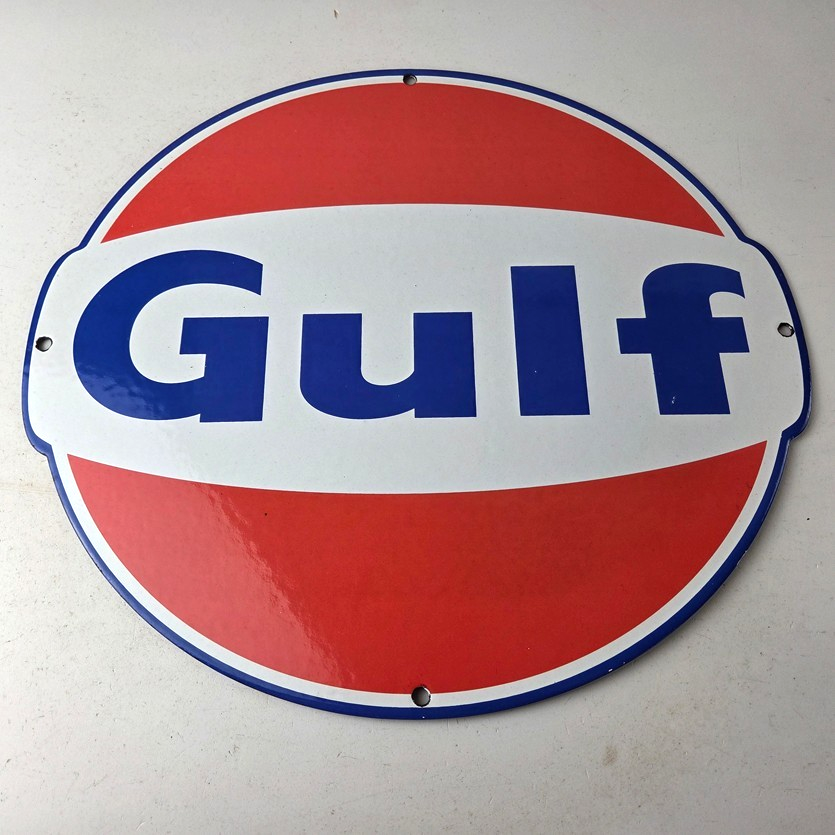 Vintage Gulf Gasoline Sign - Large Service Station Gas Pump Advertising Sign - Image 15