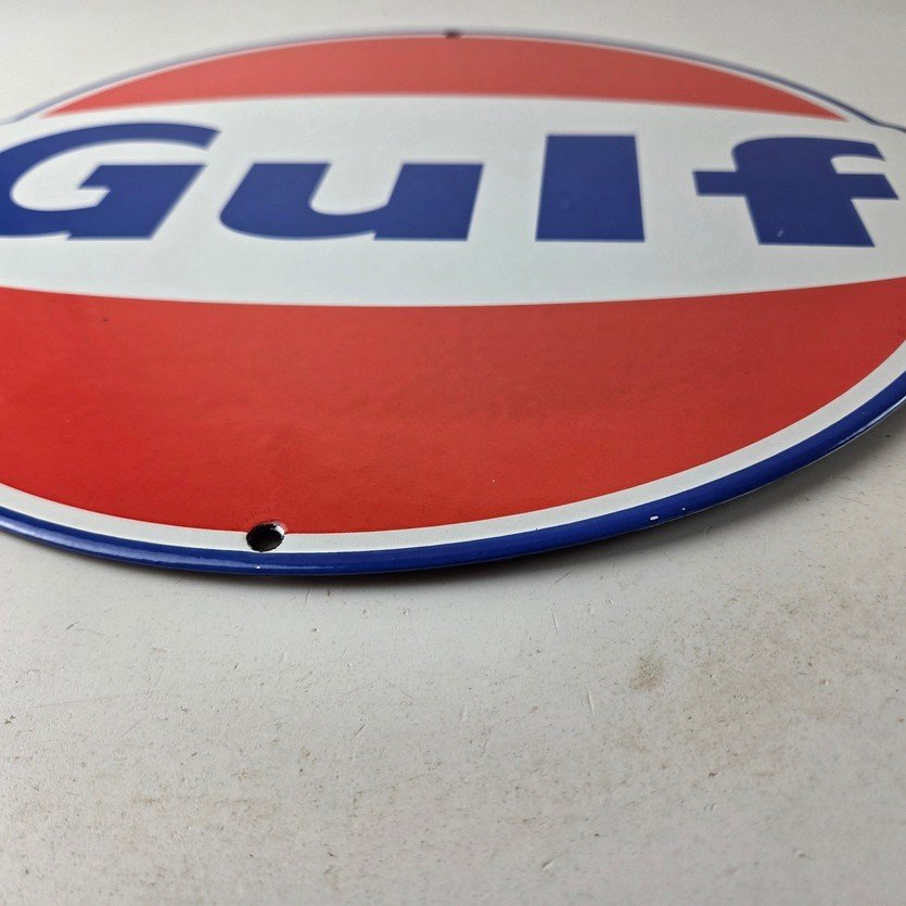 Vintage Gulf Gasoline Sign - Large Service Station Gas Pump Advertising Sign - Image 10
