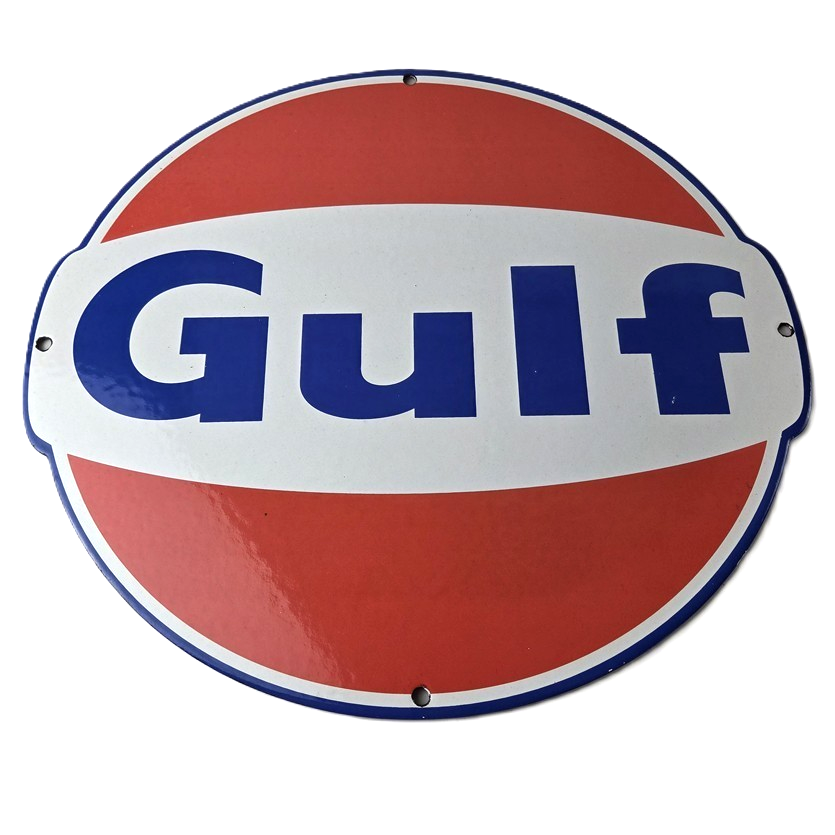 Vintage Gulf Gasoline Sign - Large Service Station Gas Pump Advertising Sign