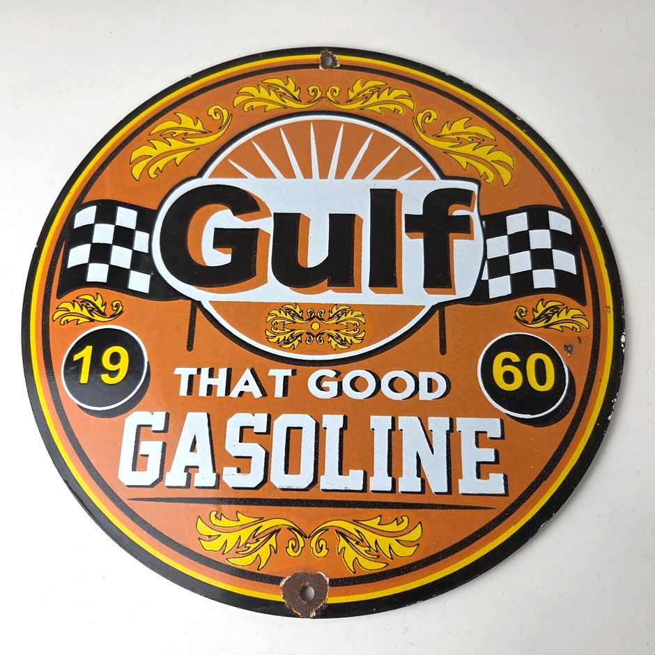 Vintage Gulf Sign - Service Station Gas That Good Gulf Service Sign - Image 12