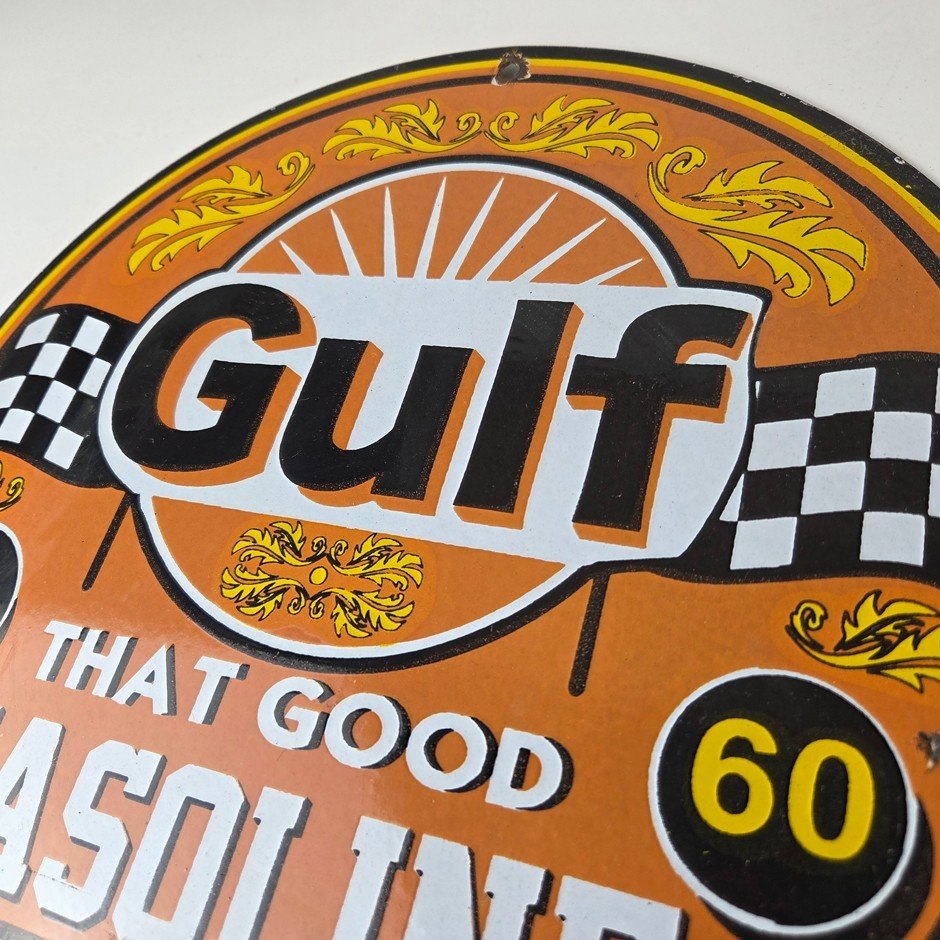 Vintage Gulf Sign - Service Station Gas That Good Gulf Service Sign - Image 8