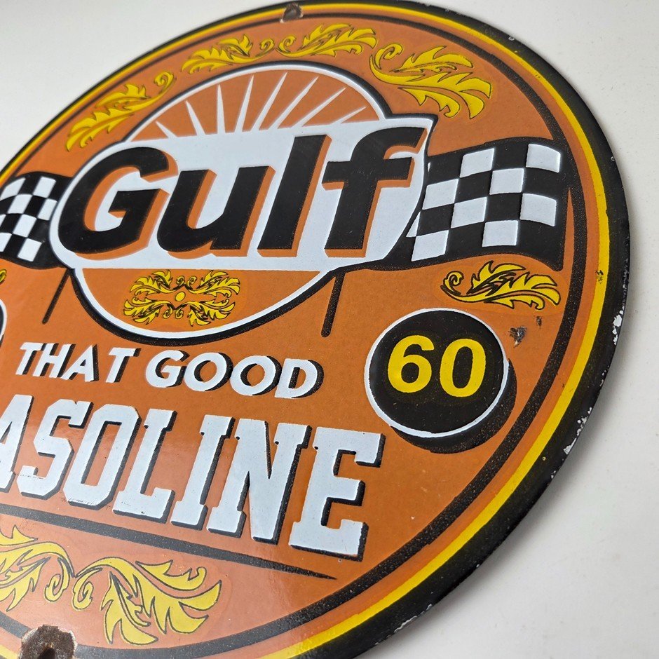 Vintage Gulf Sign - Service Station Gas That Good Gulf Service Sign - Image 9