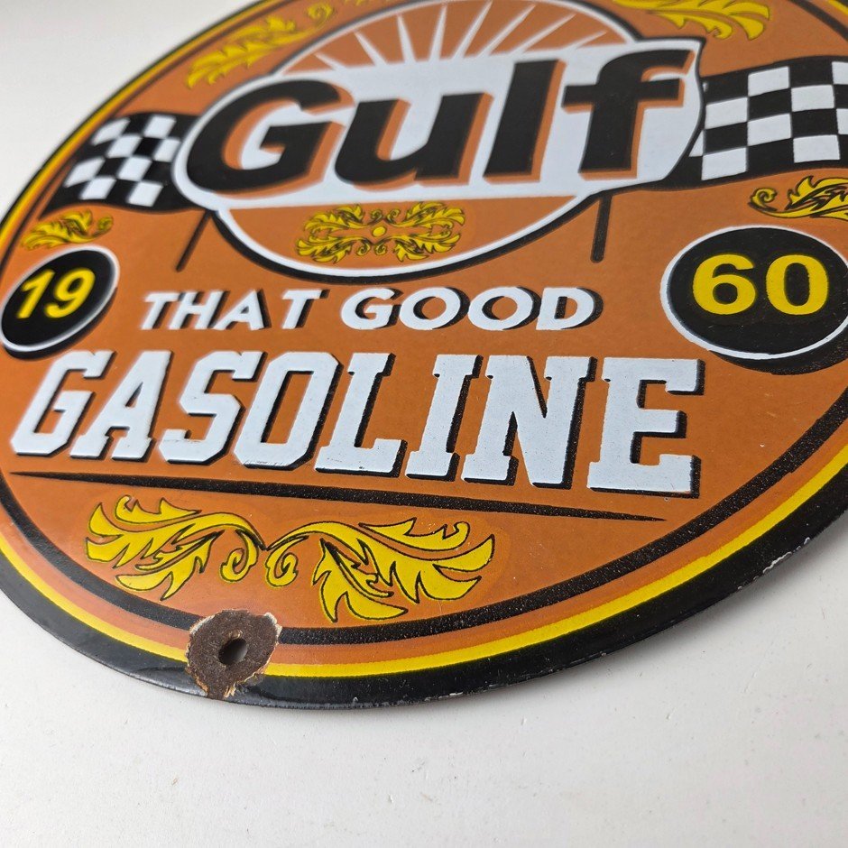 Vintage Gulf Sign - Service Station Gas That Good Gulf Service Sign - Image 10
