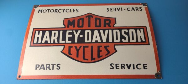 Vintage Harley Davidson Motorcycle Sign Large Porcelain Parts Gas Pump Sign 305730134030