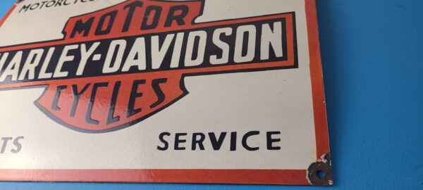 Vintage Harley Davidson Motorcycle Sign Large Porcelain Parts Gas Pump Sign 305730134030 9